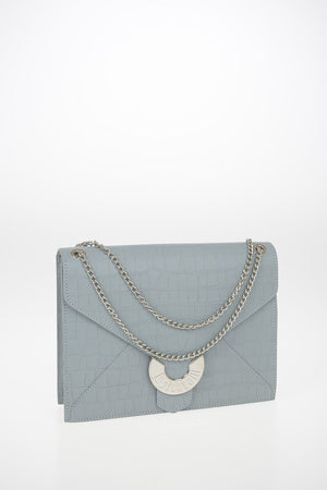 leather Crocodile-Print Shoulder Bag