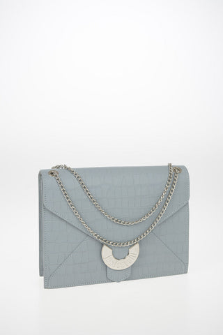 leather Crocodile-Print Shoulder Bag