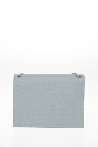 leather Crocodile-Print Shoulder Bag