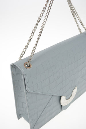 leather Crocodile-Print Shoulder Bag