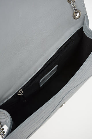 leather Crocodile-Print Shoulder Bag