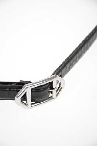 COLLEZIONI 20mm Crocodile-Print Leather Belt