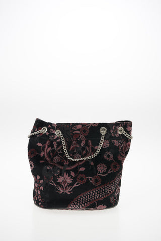 Floral-Print Velvet Bucket bag