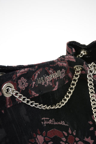 Floral-Print Velvet Bucket bag