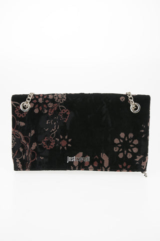 Floral-Print Velvet Shoulder Strap