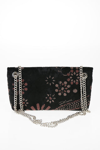 Floral-Print Velvet Shoulder Strap