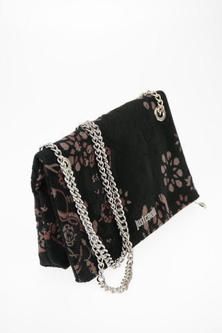 Floral-Print Velvet Shoulder Strap