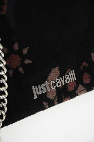 Floral-Print Velvet Shoulder Strap