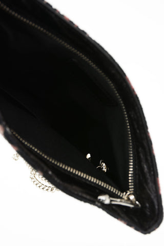 Floral-Print Velvet Shoulder Strap