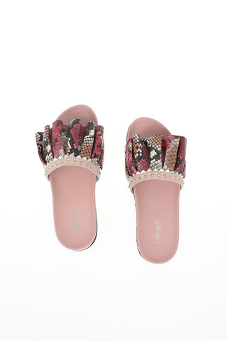 Leather Snake-Print Slipper