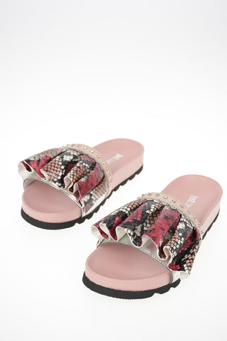 Leather Snake-Print Slipper