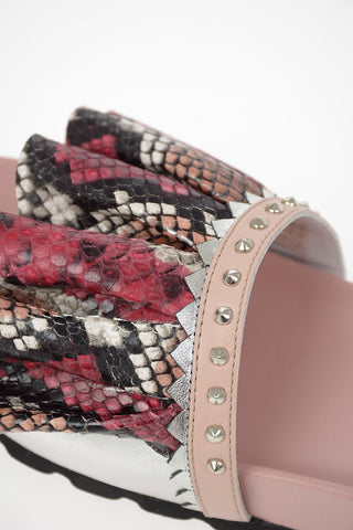 Leather Snake-Print Slipper