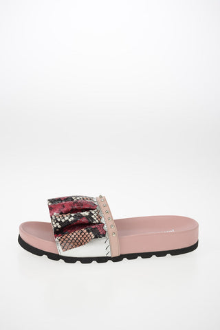 Leather Snake-Print Slipper