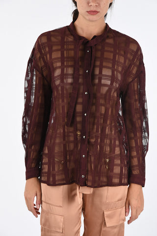 Sheer Tie Neck Blouse