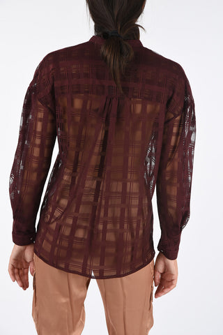 Sheer Tie Neck Blouse