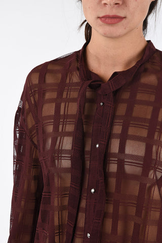 Sheer Tie Neck Blouse