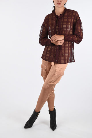 Sheer Tie Neck Blouse