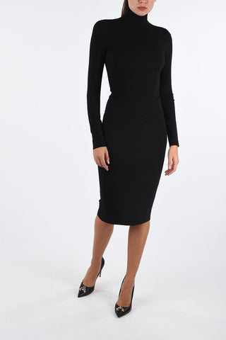 turtle neck knee length bodycon dress