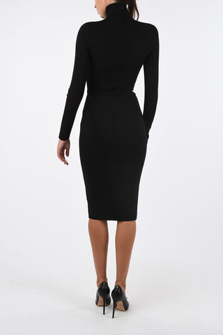 turtle neck knee length bodycon dress