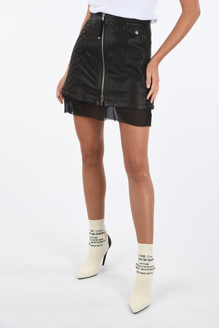 BLACK GOLD Full Zip Leather OLESIA Mini Skirt