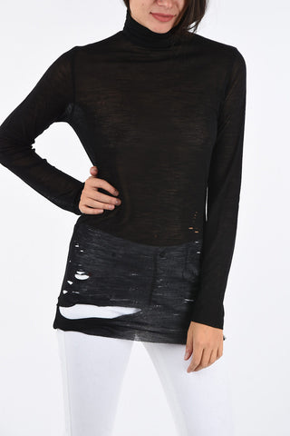 Distressed Turtle-Neck T-ERINA-LS Sweater