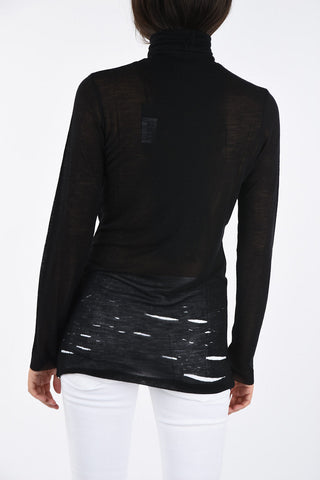Distressed Turtle-Neck T-ERINA-LS Sweater