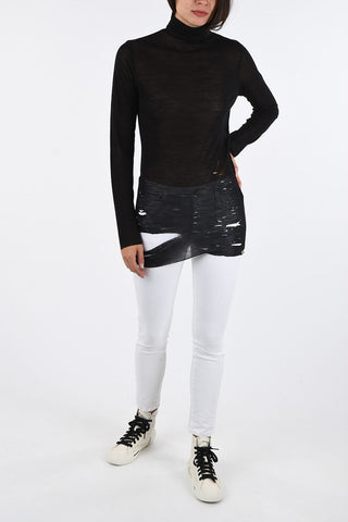 Distressed Turtle-Neck T-ERINA-LS Sweater