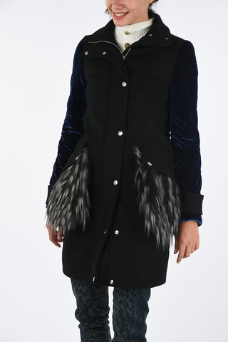Velvet coat with Faux Fur Insert