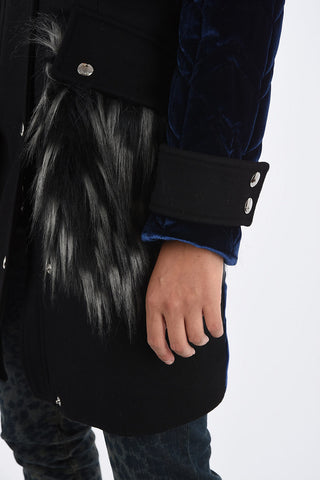 Velvet coat with Faux Fur Insert