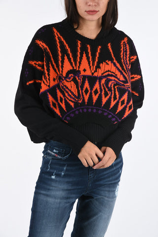 Crop Abstract Print M-TAO Sweater