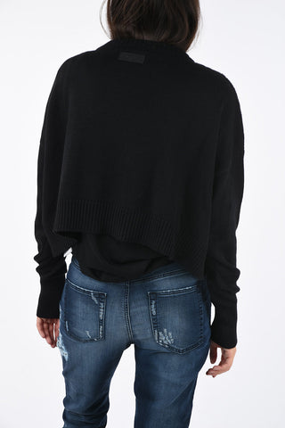 Crop Abstract Print M-TAO Sweater