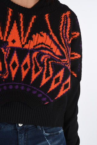 Crop Abstract Print M-TAO Sweater