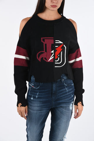 Cold Shoulder Waist Length M-CHEER Sweater
