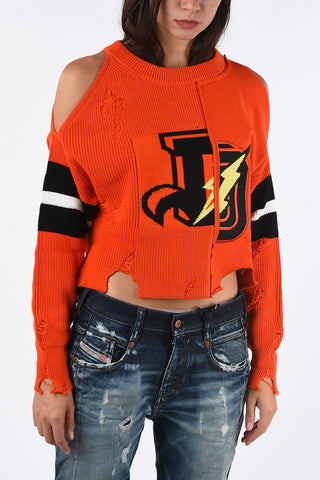 Cold Shoulder Waist Length M-CHEER  Sweater
