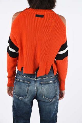 Cold Shoulder Waist Length M-CHEER  Sweater