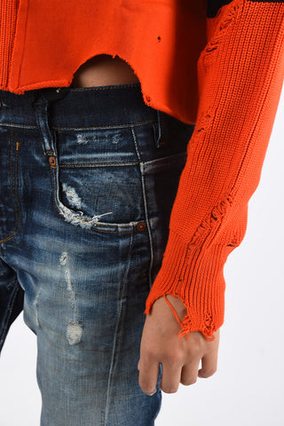 Cold Shoulder Waist Length M-CHEER  Sweater