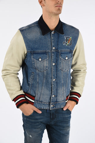 Giubbotto D-BRESK in Denim con Maniche in Pelle