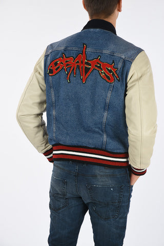 Giubbotto D-BRESK in Denim con Maniche in Pelle