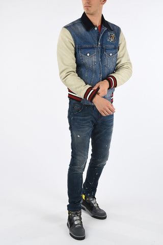 Giubbotto D-BRESK in Denim con Maniche in Pelle