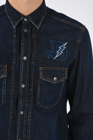 Camicia D-BANDY in Denim con Bottoni Automatici