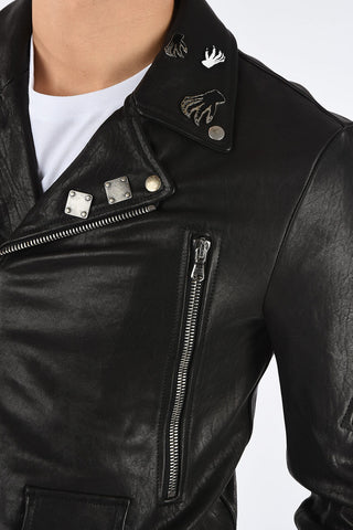 BLACK GOLD Leather L-PERF Jacket with Pins