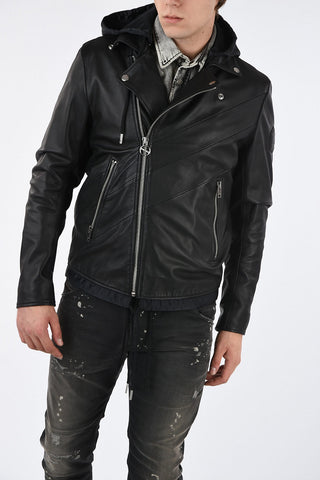 Leather Hoodie L-SOLOVE Jacket