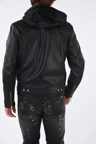 Leather Hoodie L-SOLOVE Jacket