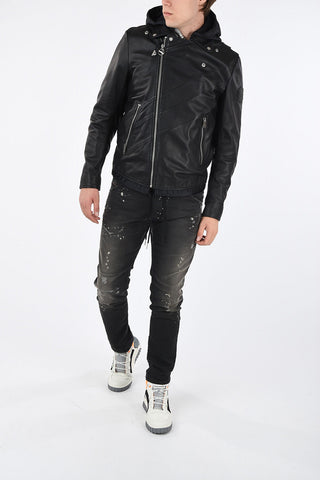Leather Hoodie L-SOLOVE Jacket