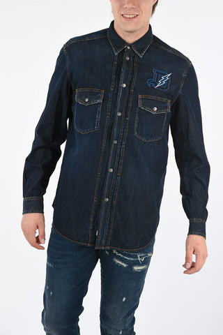 Camicia D-BANDY in Denim con Bottoni Automatici