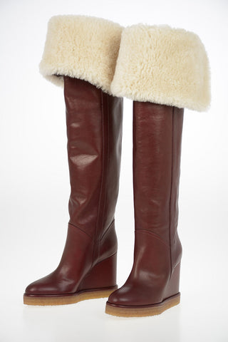 Over-the-knee Pull On boots MANON with Shearling Detail 10cm