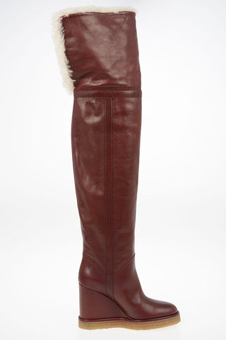 Over-the-knee Pull On boots MANON with Shearling Detail 10cm
