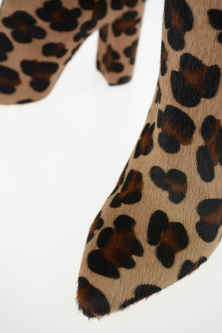 Animal Printed Ponyskin Knee High Texan Boots 10cm