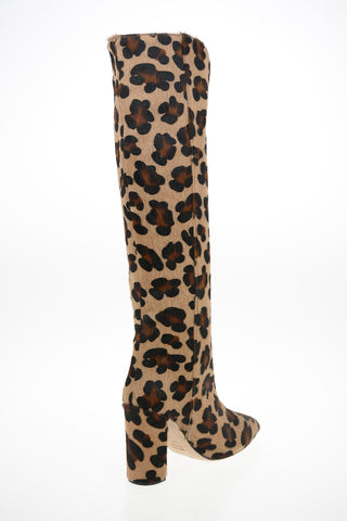 Animal Printed Ponyskin Knee High Texan Boots 10cm