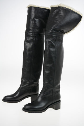 Over-the-knee Pull On boots MANON with Shearling Detail 5cm